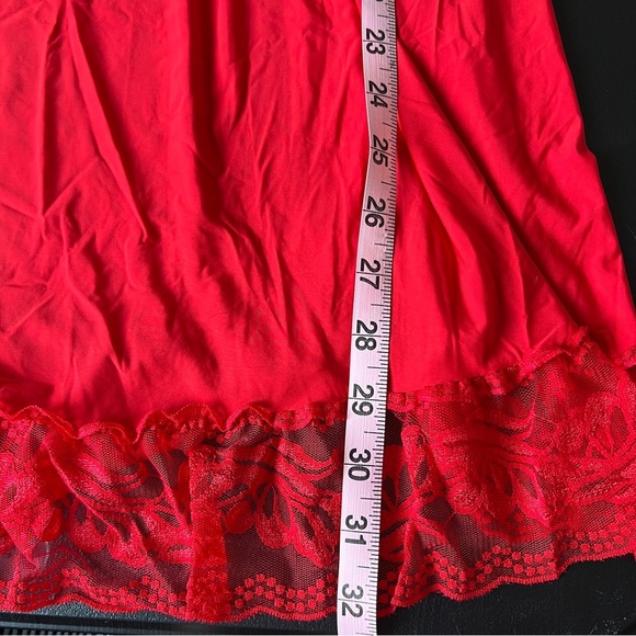 Red Lace Trim Nightgown Babydoll Lingerie Dress-Women’s Size Medium - Picture 9 of 9